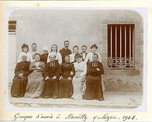 France, Normandie, Un groupe d'amis à Remilly-sur-Lozon 1902, Vintage citrate print