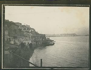 Italie, Naples, Vue de la ville près de la baie, ca.1900, Vintage silver print