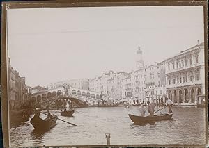 Italie, Venise, Vue générale du Pont du Rialto, ca.1900, Vintage citrate print