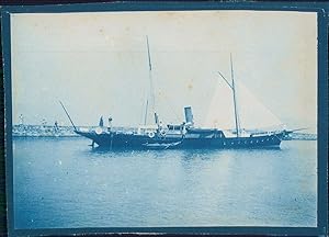 Vue d'un voilier marchand, ca.1900, Vintage cyanotype print