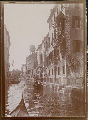 Italie, Venise, Pont sur le canal, ca.1900, Vintage citrate print