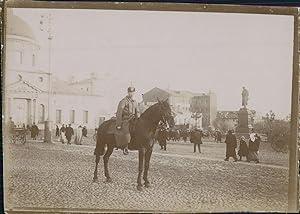 Russie, Moscou, Militaire sur son cheval, ca.1900, Vintage citrate print
