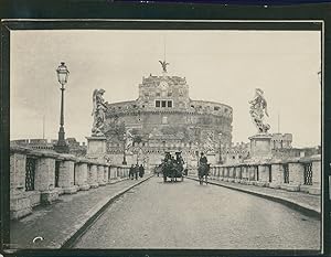 Italie, Rome, Castel Sant'Angelo et un pont, ca.1900, Vintage silver print