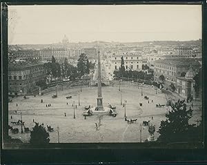 Italie, Rome, Piazza del Popolo, Vue générale depuis les jardins de la Villa Borghèse, ca.1900, V...