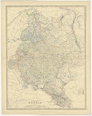 Antique Map of European Russia by K. Johnston (c.1861)