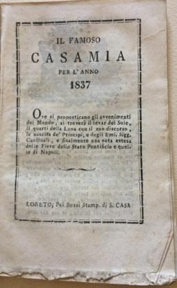 Il famoso Casamia per l'anno 1837. Almanacco.