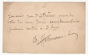 DOCUMENT AUTOGRAPHE signé recto-verso de Charles HERRMANN-LÉON, Artiste Peintre Parisien