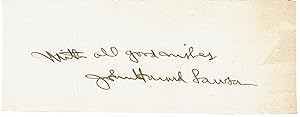 SLIP OF PAPER INSCRIBED AND SIGNED BY AMERICAN WRITER AND FILM INDUSTRY PROFESSIONAL JOHN HOWARD ...