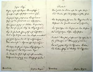 Zwei eigenhändige Gedichtmanuskripte mit Unterschrift.