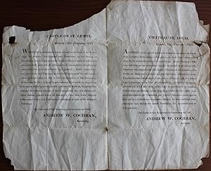 Printed 1823 Executive Council bilingual broadside escheated proclamation for 3 townships in Quebec