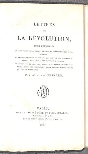 Lettres sur la Révolution, dans lesquelles on remonte aux causes qui ont nécessité la convocation...