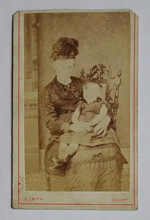 Carte De Visite Photograph. Studio Portrait of a Mother & Child.