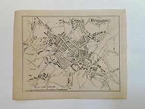 Plan of Birmingham Map 1842 ex The New Universal Gazetteer and Geographical Dictionary
