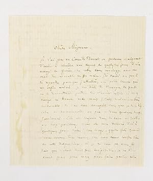 Lettre autographe signée de Théophile Gautier à sa fille cadette "J'ai manqué pour ma part d'y la...
