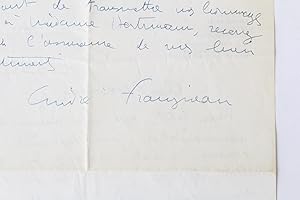 Lettre autographe signée d'André Fraigneau