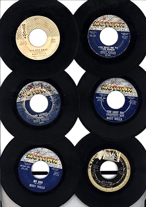 Six classic 45 rpm records by Mary Wells including 'My Guy' and 'You Beat Me to The Punch' (45 RP...
