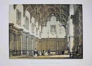 Fine Original Lithotint Illustration of Burghley (Burleigh) Great Hall in Northamptonshire. By T....