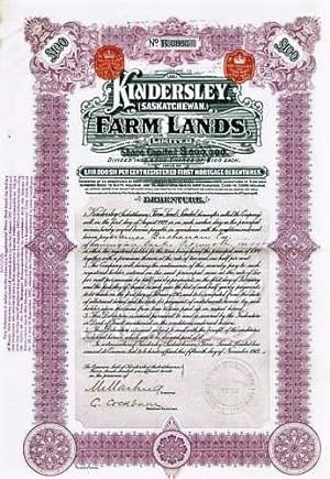 KINDERSLEY (SASKATCHEWAN) FARM LANDS LIMITED: Share Capital $600,000, Divided into 6,000 Shares o...