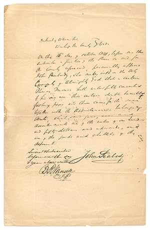 1841 District of Columbia Legal Manuscript re: a Converted Double Barreled Fowling Gun