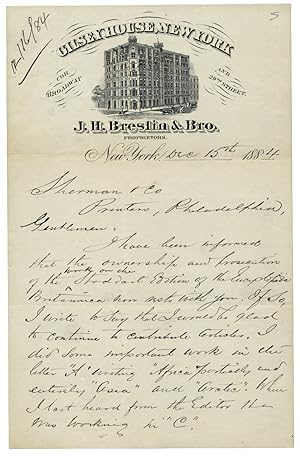 1884 Autograph Letter Signed by Alvan S. Southworth, former Secretary to the American Geographica...