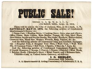 Public Sale!. There will be sold in the City of Jackson, Miss.May 16, 1874, the following article...