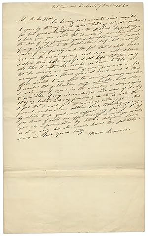 1840 Autograph Letter Signed by East Groveland, New York preacher Oren Brown