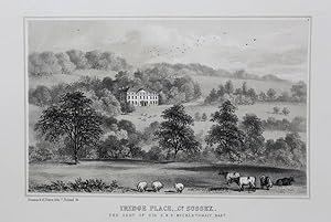 Original Antique Lithograph Illustrating Iridge Place in Sussex, The Seat of Sir S. B. P. Micklet...