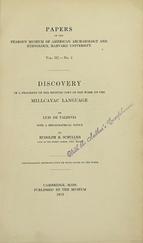 Discovery of a fragment of the printed copy of the work on the Millcayac language by Luis de Vald...