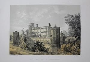 Fine Original Lithotint Illustration of Caverswall Castle in Staffordshire. By J. L Pratt. Publis...