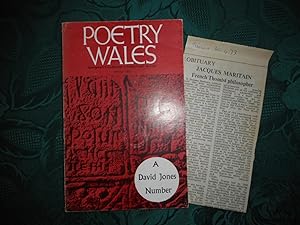 Poetry Wales Winter 1972 Volume 8 Number 3. A DAVID JONES Number Arthur Giardelli's 2nd Copy
