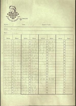 1st International Tal Memorial Chess tournament Riga 1995 Boris Gulko v Garry Kasparov (Score Sheet)