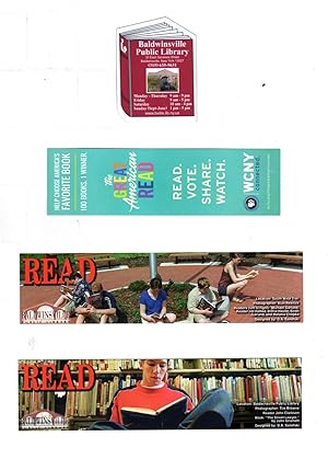 Bibliophile Ephemera: 3 Reading-Promotional Booksmarks, One Library Refrigerator Magnet
