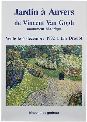 JARDIN A AUVERS DE VINCENT VAN GOGH. Vente le 6 Décembre 1992 à Drouot (Poster, cm 100x70):