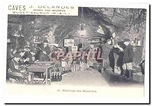 Reproduction Caves J. Delandes Carte Postale Ancienne Habillage des bouteilles