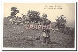 Le Morvan illustre Carte Postale Ancienne Gardeuse de moutons (metier agriculture elevage) TOP