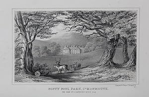 Original Antique Lithograph Illustrating Ponty Pool Park in Monmouthshire, the Seat of C Hanbury-...