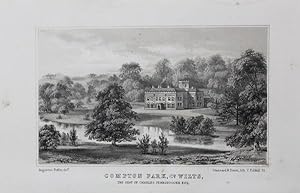 Original Antique Lithograph Illustrating Compton Park in Wiltshire, the Seat of Charles Penruddoc...