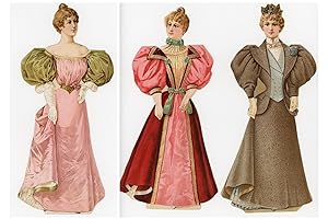 3 S.H. & M. Bias Velveteen Skirt Bindings Head and Shoulders Advertising Paper Dolls