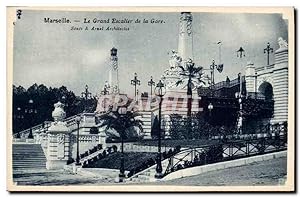 Carte Postale Ancienne Marseille le grand Escalier de la Gare Senes et Arnal Architectes