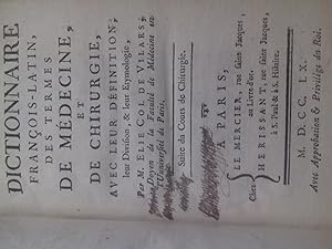 dictionnaire françois-latin de médecine et de chirurgie