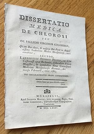 Dissertatio medica de chlorosi seu de pallidis virginum coloribus