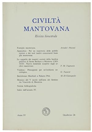 CIVILTA' MANTOVANA. Anno IV - 1970. Quaderno 24.: