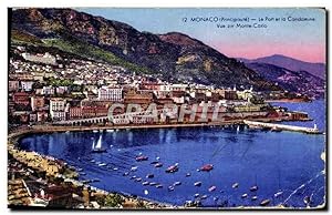 Carte Postale Ancienne Monaco Principauté Le Port et la Condamine vue sur Monte Carlo