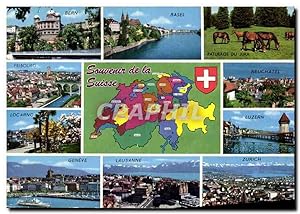 Carte Postale Moderne Souvenir de la Suisse Bern Basel Paturage du Jura Fribourg Locarino Geneve ...