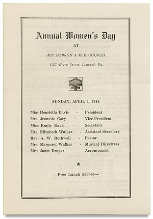 Annual Women's Day at Mt. Hebron A.M.E. Church. Linwood, Pa., Sunday April 4, 1948