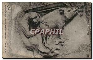 Carte Postale Ancienne Bourges Cathédrale Dessus de Portillon Detail de Sculpture