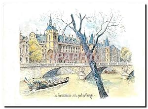 Carte Postale Moderne Paris aquarelle originale de Robert Lepine le pont au Change