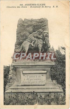 Carte Postale Ancienne ASNIERES-CLICHY Cimetiere des chiens Monument de Barry