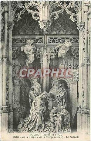 Carte Postale Ancienne Bourg Eglise de Brou Retable de la Chapelle de la Vierge La Nativite
