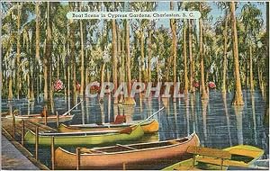 Carte Postale Ancienne Boat Scene in Cypress Gardens Charleston SC